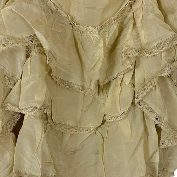 Free People Calliope Ruffle Midi Skirt Sage Medium NWT Ethereal Western Bohemian - Picture 9 of 15